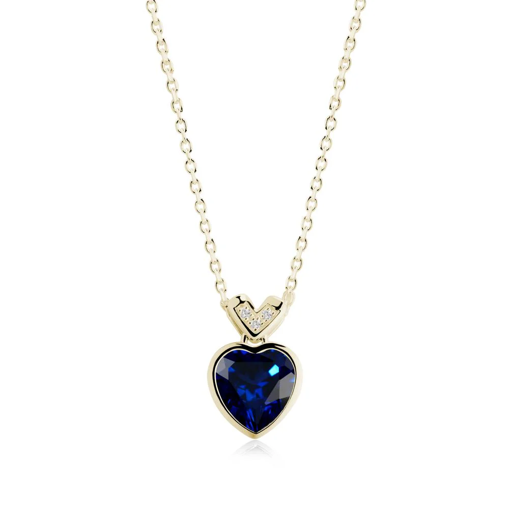 Heart-Cut Sapphire Necklace with Chevron