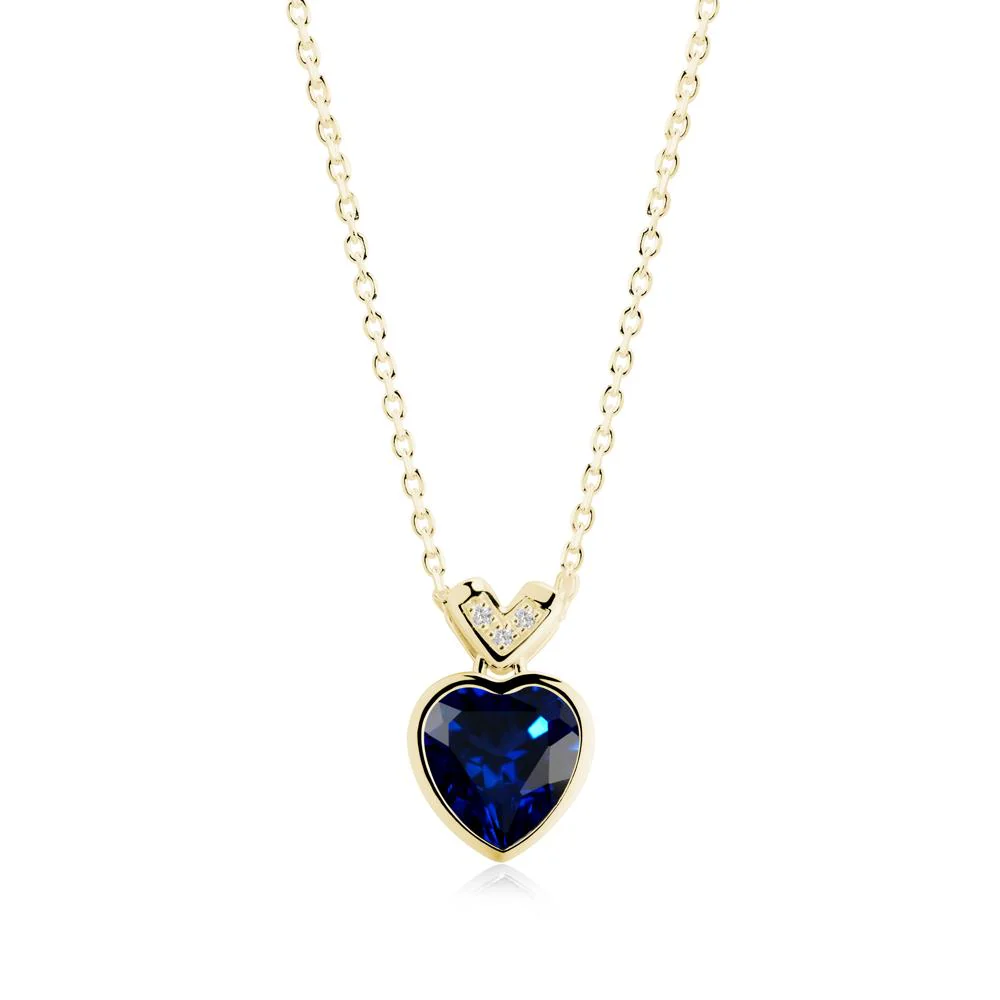 Heart-Cut Sapphire Necklace with Chevron - Image 4