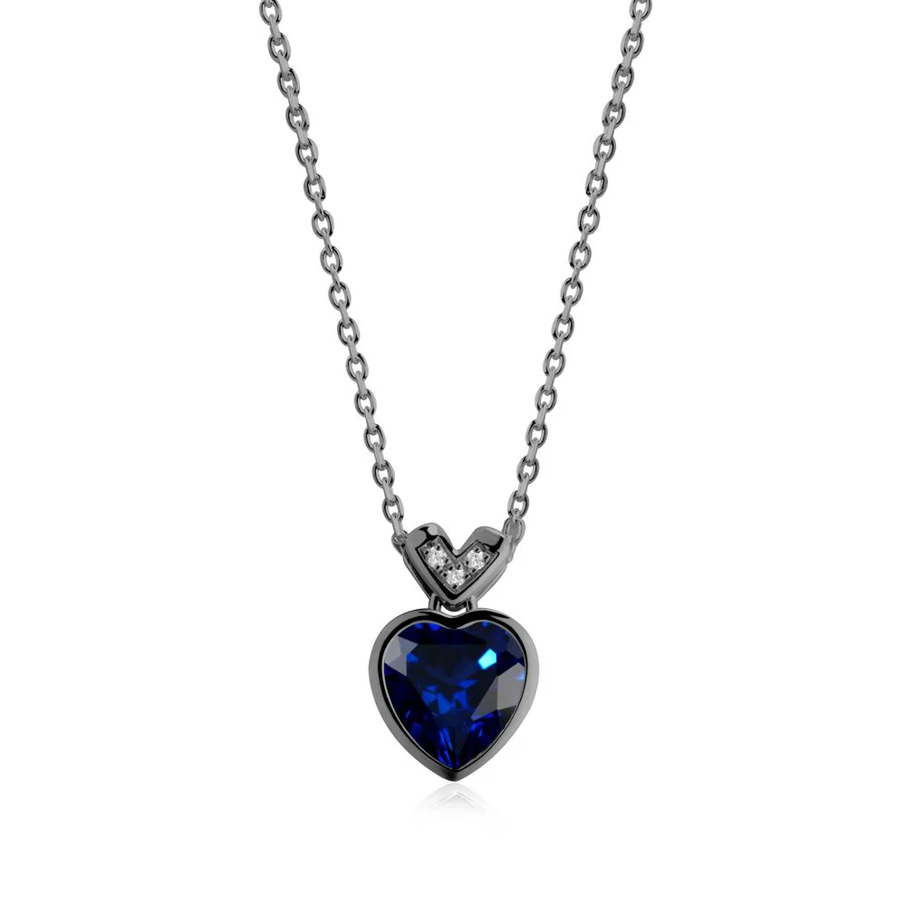 Heart-Cut Sapphire Necklace with Chevron - Image 6