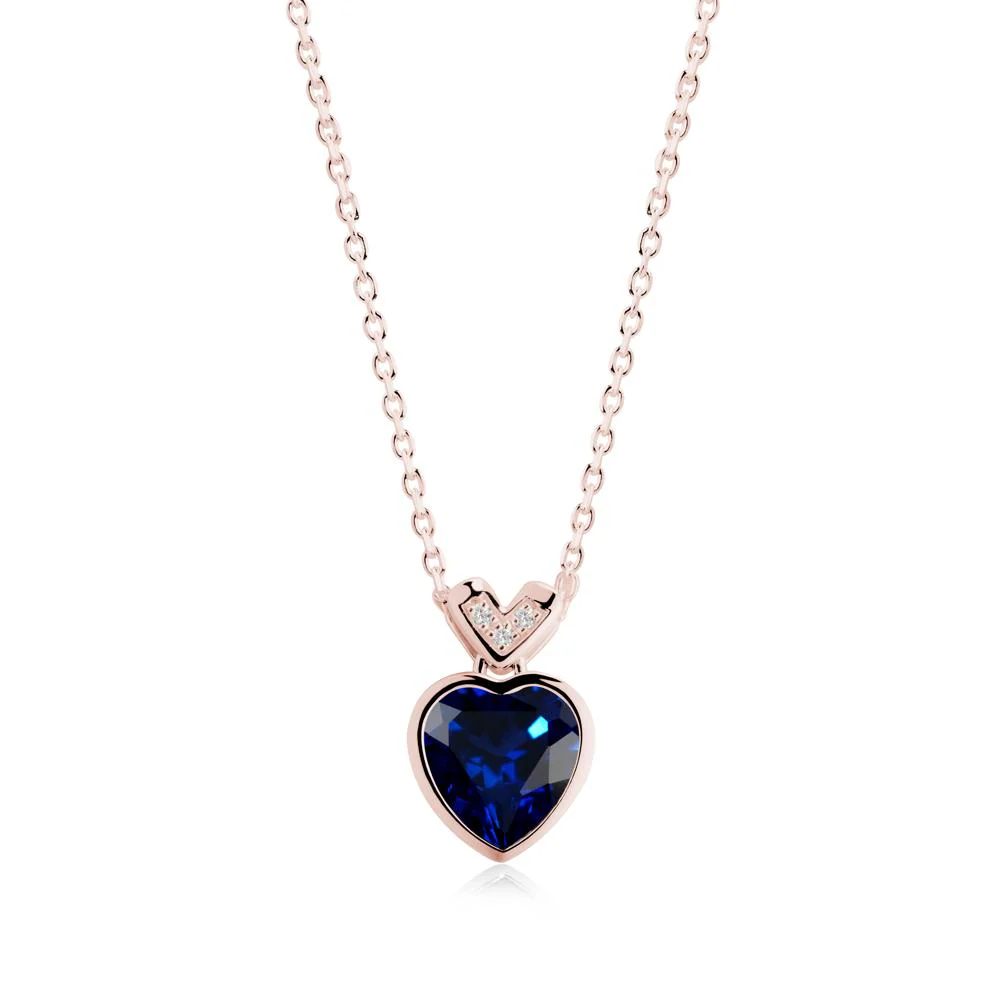 Heart-Cut Sapphire Necklace with Chevron - Image 7