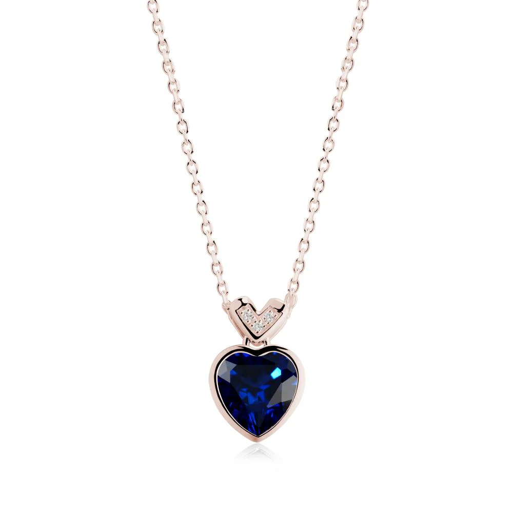 Heart-Cut Sapphire Necklace with Chevron - Image 8