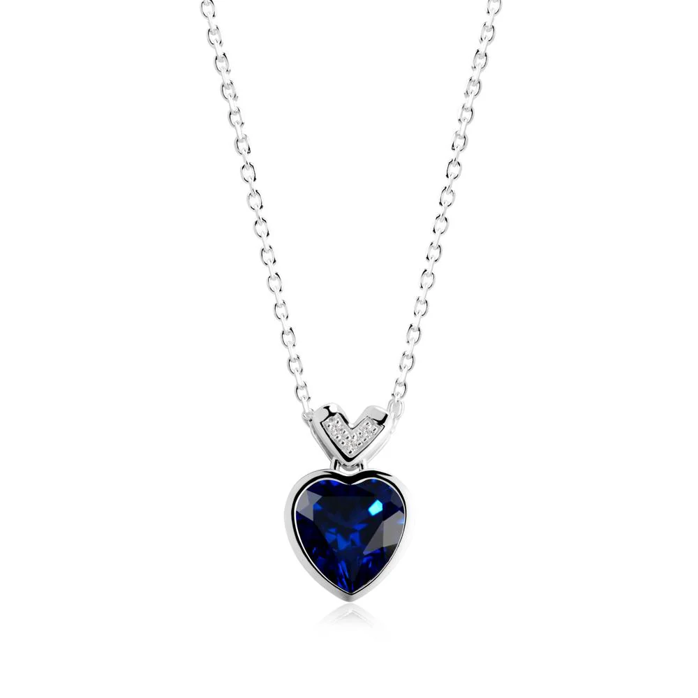 Heart-Cut Sapphire Necklace with Chevron - Image 9