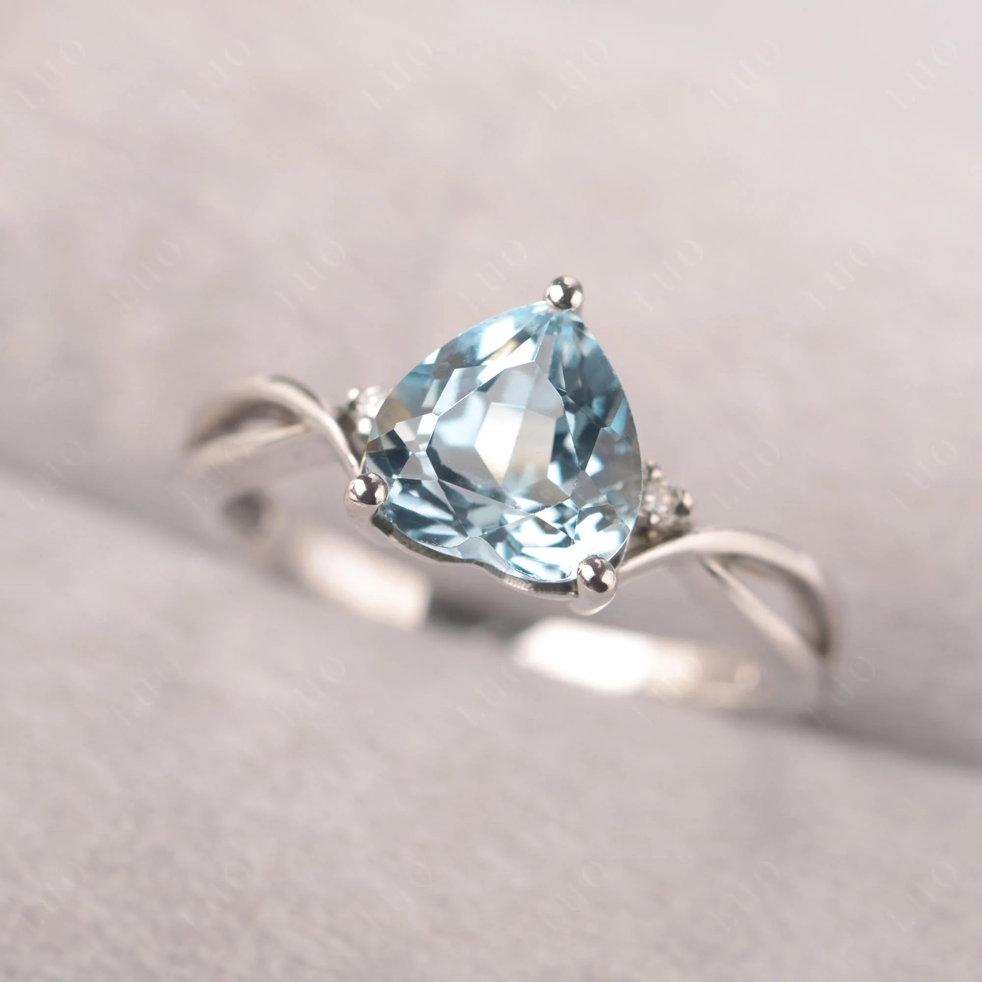 Heart Shaped Sky Blue Topaz Ring - Image 30