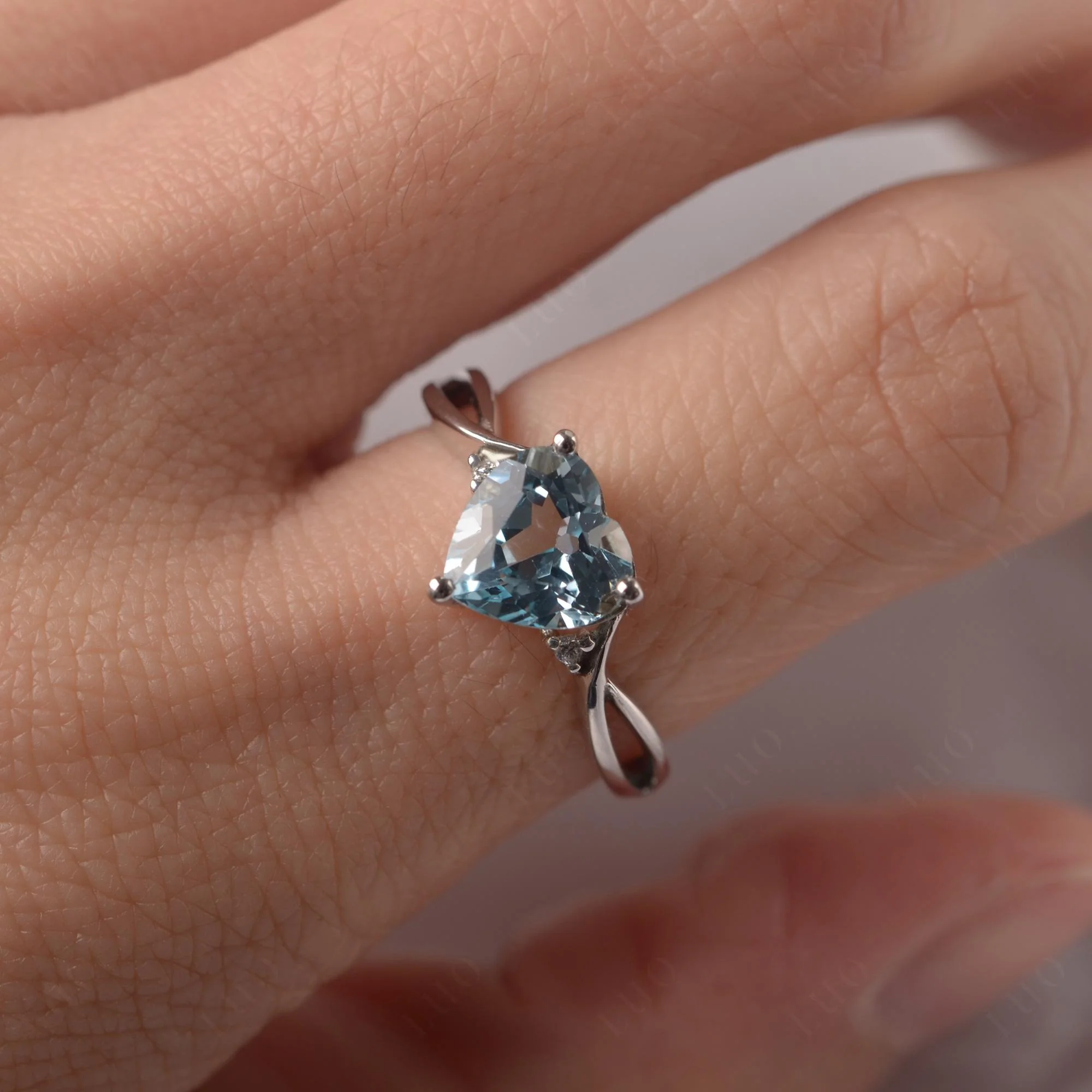 Heart Shaped Sky Blue Topaz Ring - Image 34