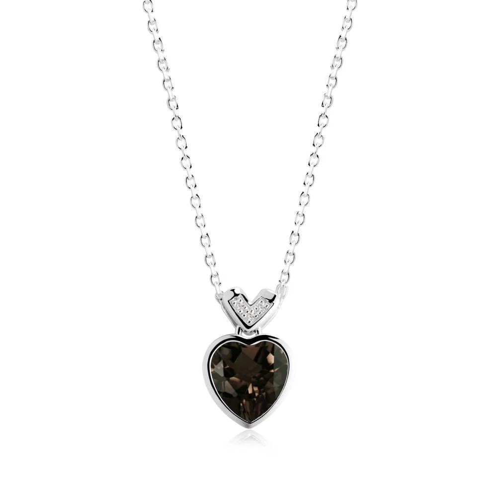 Heart-Cut Smoky Quartz Necklace with Chevron - Image 3