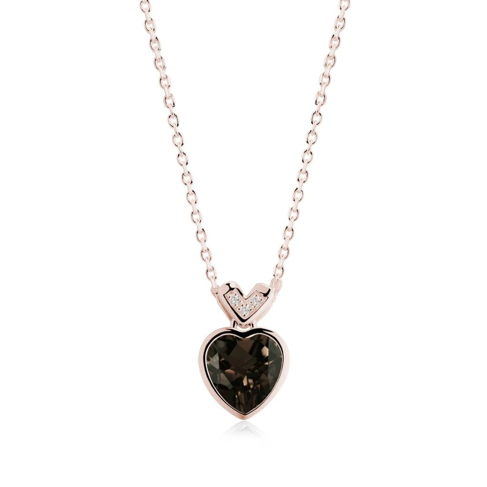 Heart-Cut Smoky Quartz Necklace with Chevron - Image 4