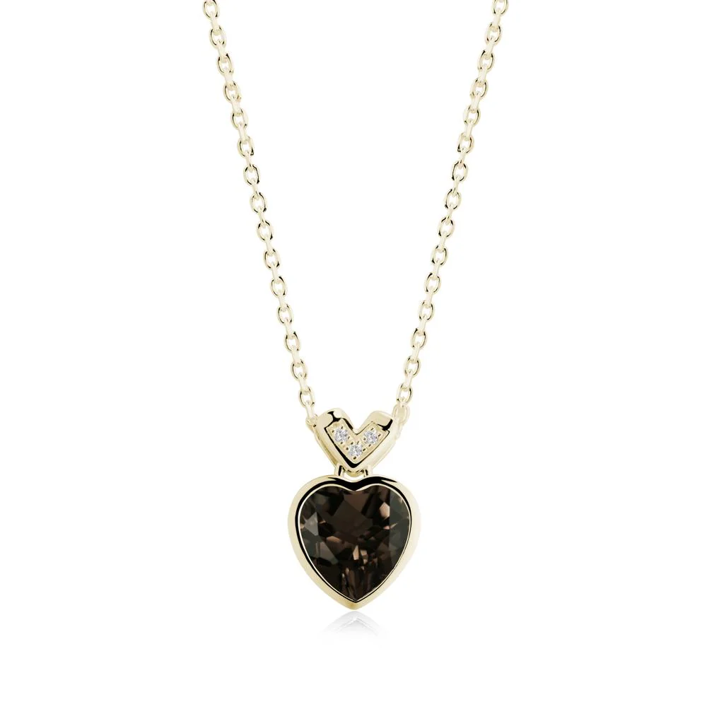 Heart-Cut Smoky Quartz Necklace with Chevron - Image 7