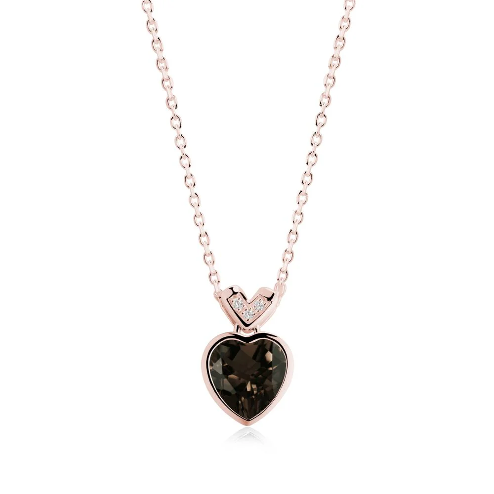 Heart-Cut Smoky Quartz Necklace with Chevron - Image 9