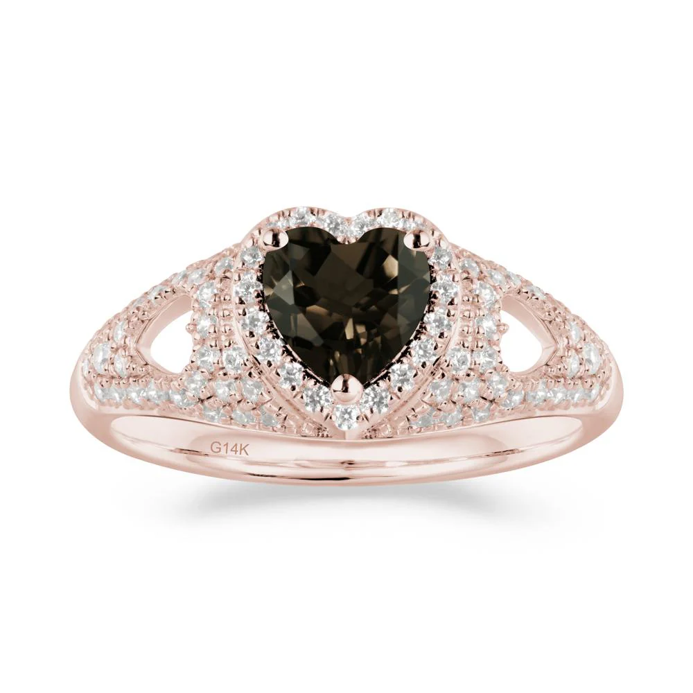 Heart Cut Smoky Quartz Pave Ring - Image 8