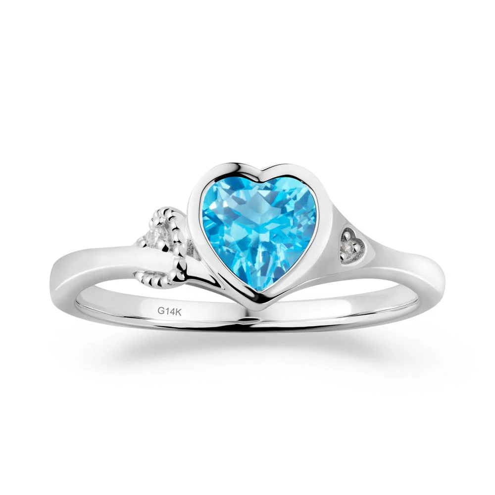 Heart Cut Swiss Blue Topaz Full Bezel Ring