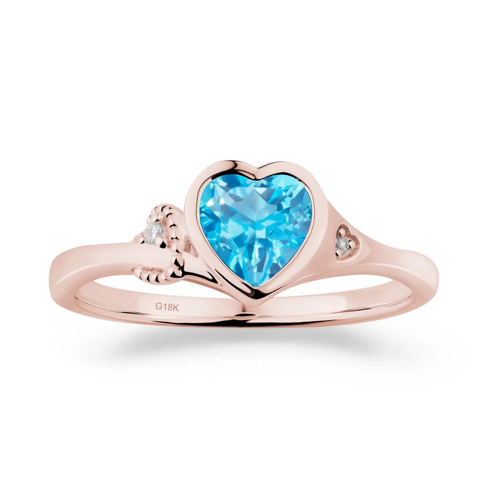 Heart Cut Swiss Blue Topaz Full Bezel Ring - Image 5
