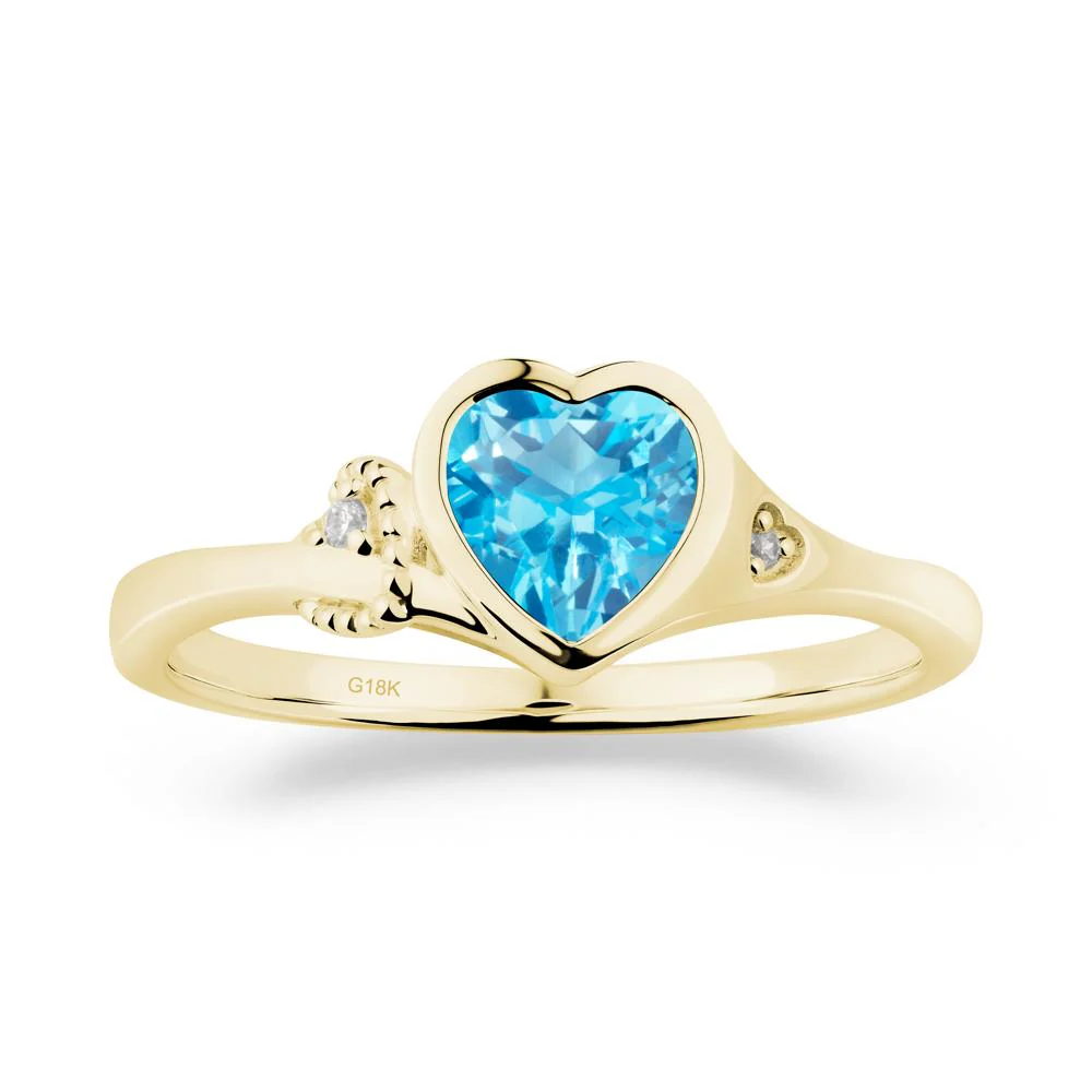 Heart Cut Swiss Blue Topaz Full Bezel Ring - Image 7
