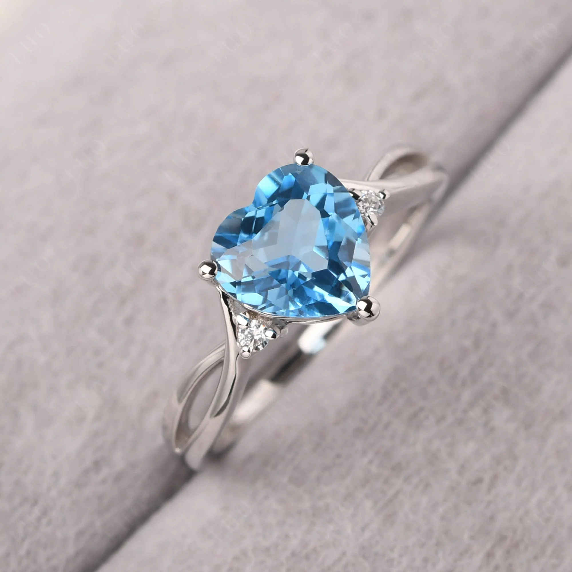 Heart Shaped Swiss Blue Topaz Ring - Image 30