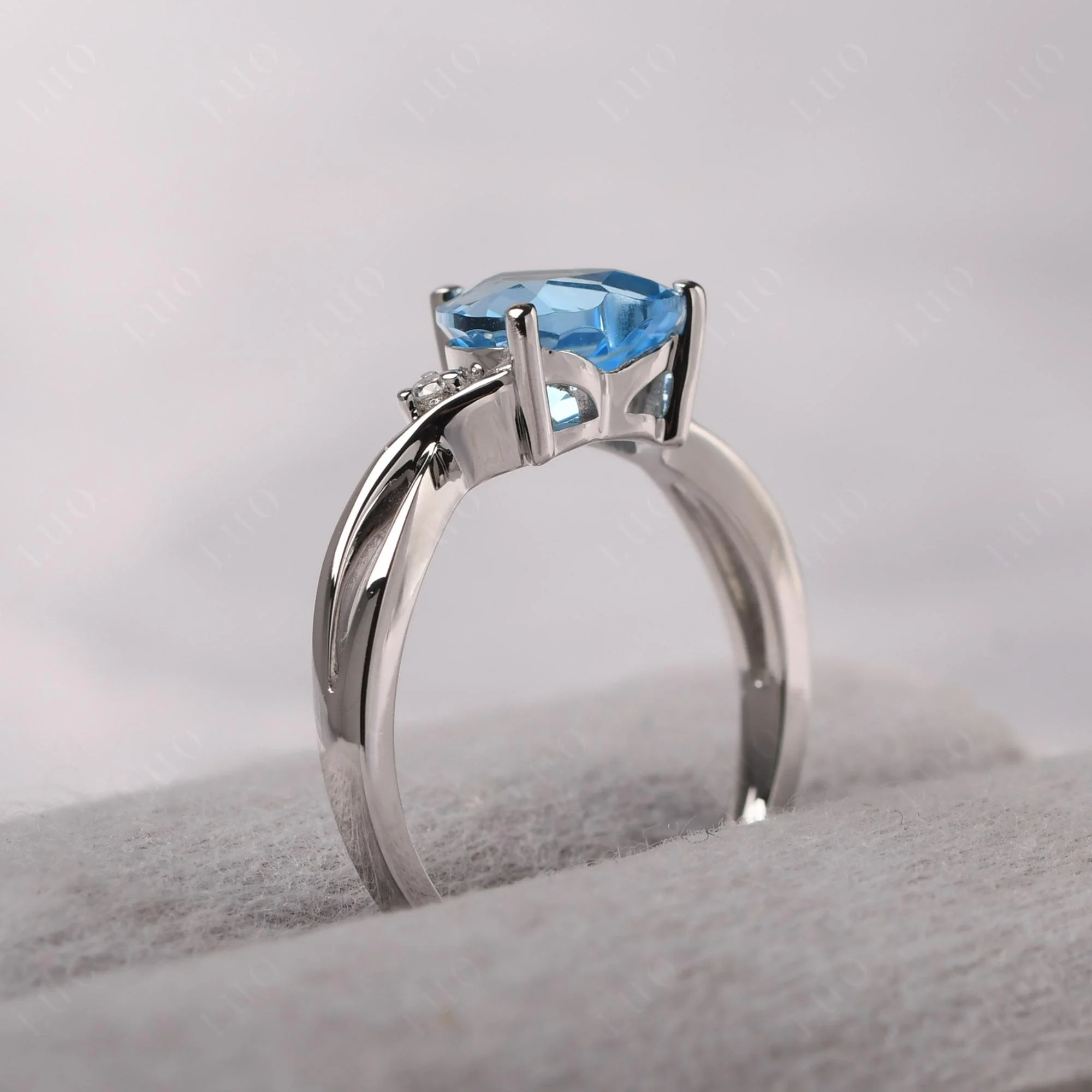 Heart Shaped Swiss Blue Topaz Ring - Image 32