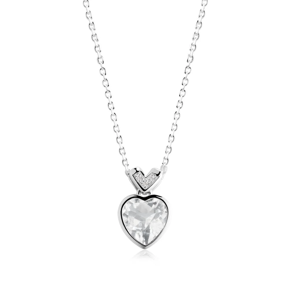 Heart-Cut White Topaz Necklace with Chevron - Image 6