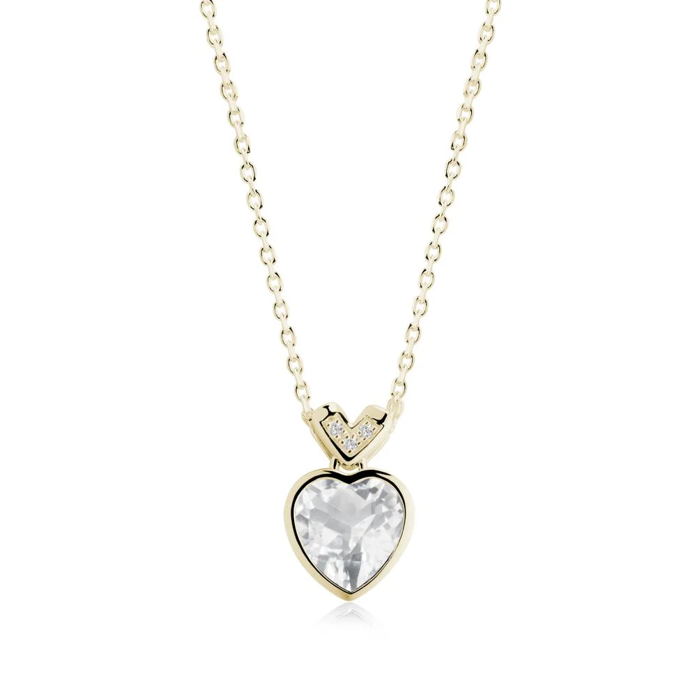 Heart-Cut White Topaz Necklace with Chevron - Image 7