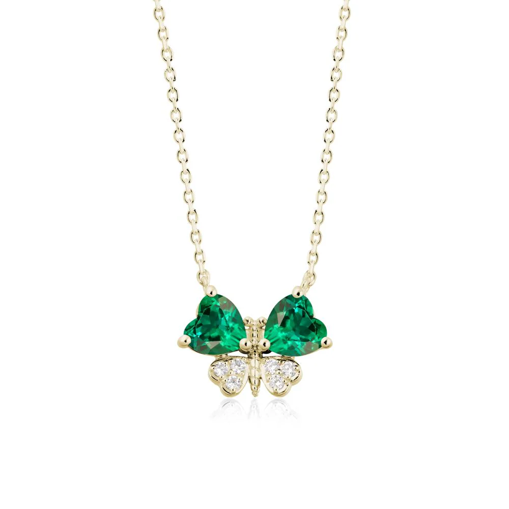 Heart Emerald Wings Butterfly Pendant Necklace - Image 3