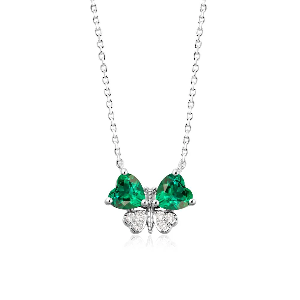 Heart Emerald Wings Butterfly Pendant Necklace - Image 5