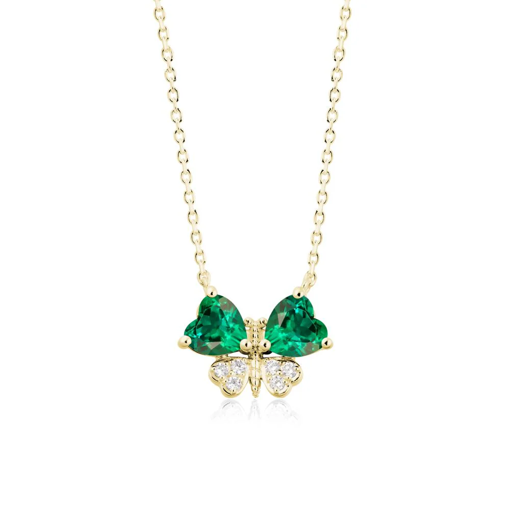 Heart Emerald Wings Butterfly Pendant Necklace - Image 6