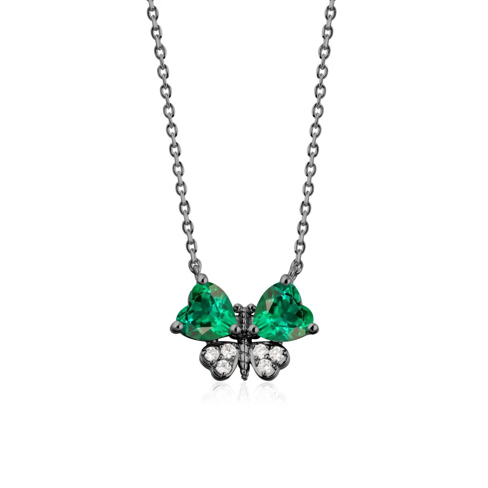 Heart Emerald Wings Butterfly Pendant Necklace - Image 7