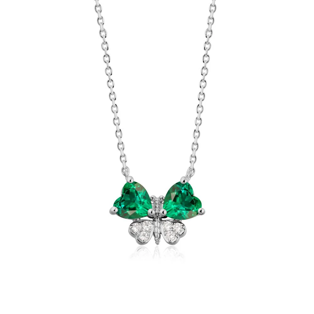 Heart Emerald Wings Butterfly Pendant Necklace - Image 8