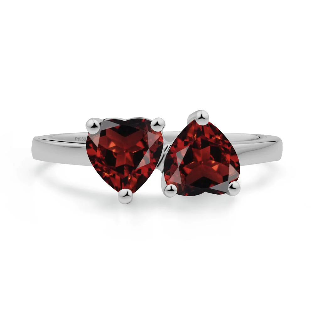 Heart Garnet Two Stone Ring - Image 2