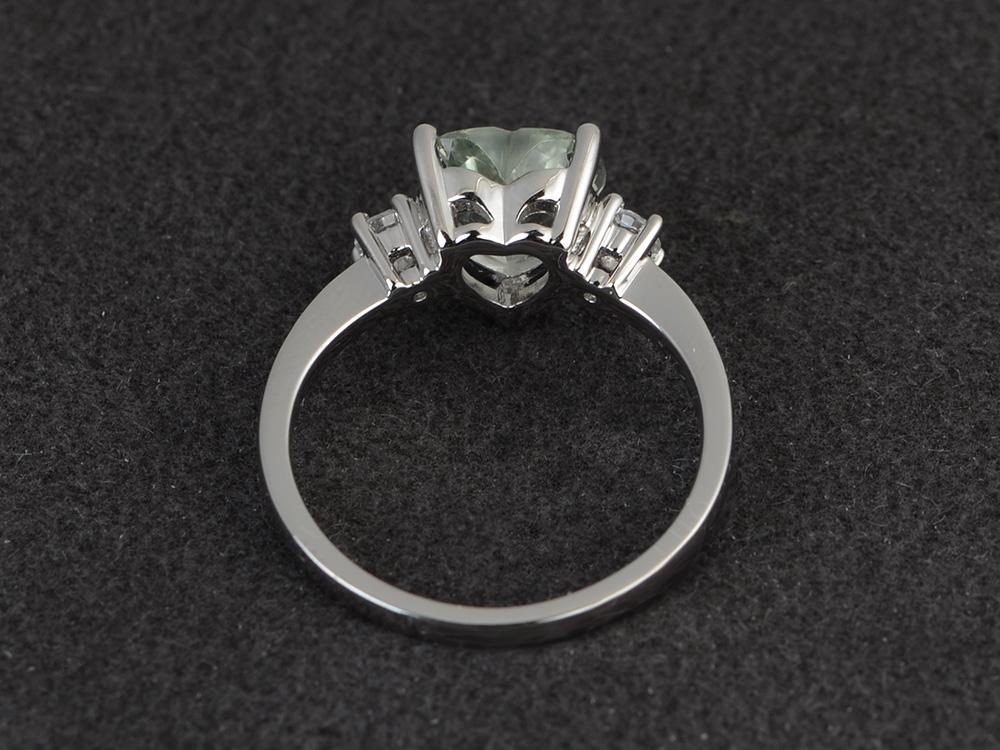 Green Amethyst Three Stone Heart Ring - Image 12