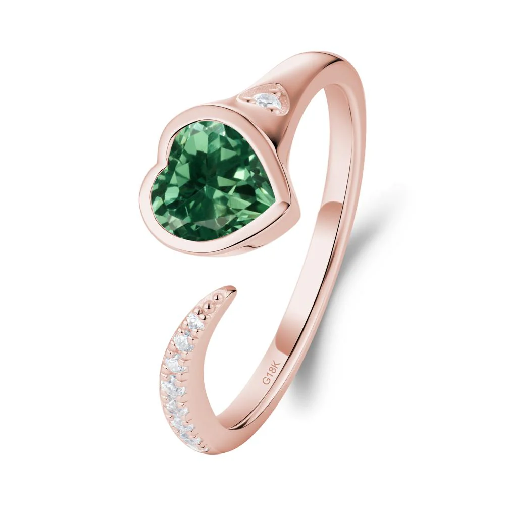 Heart Green Sapphire Open Wrap Ring - Image 3