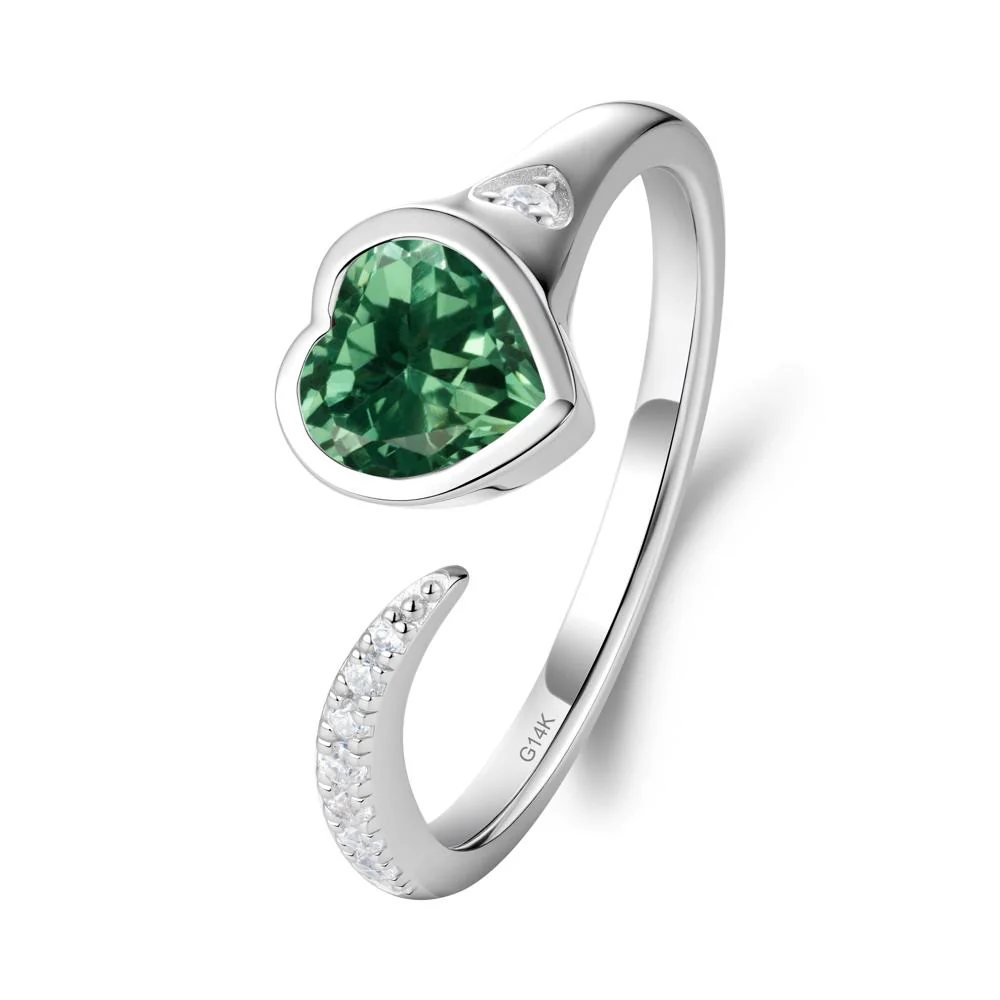 Heart Green Sapphire Open Wrap Ring - Image 4