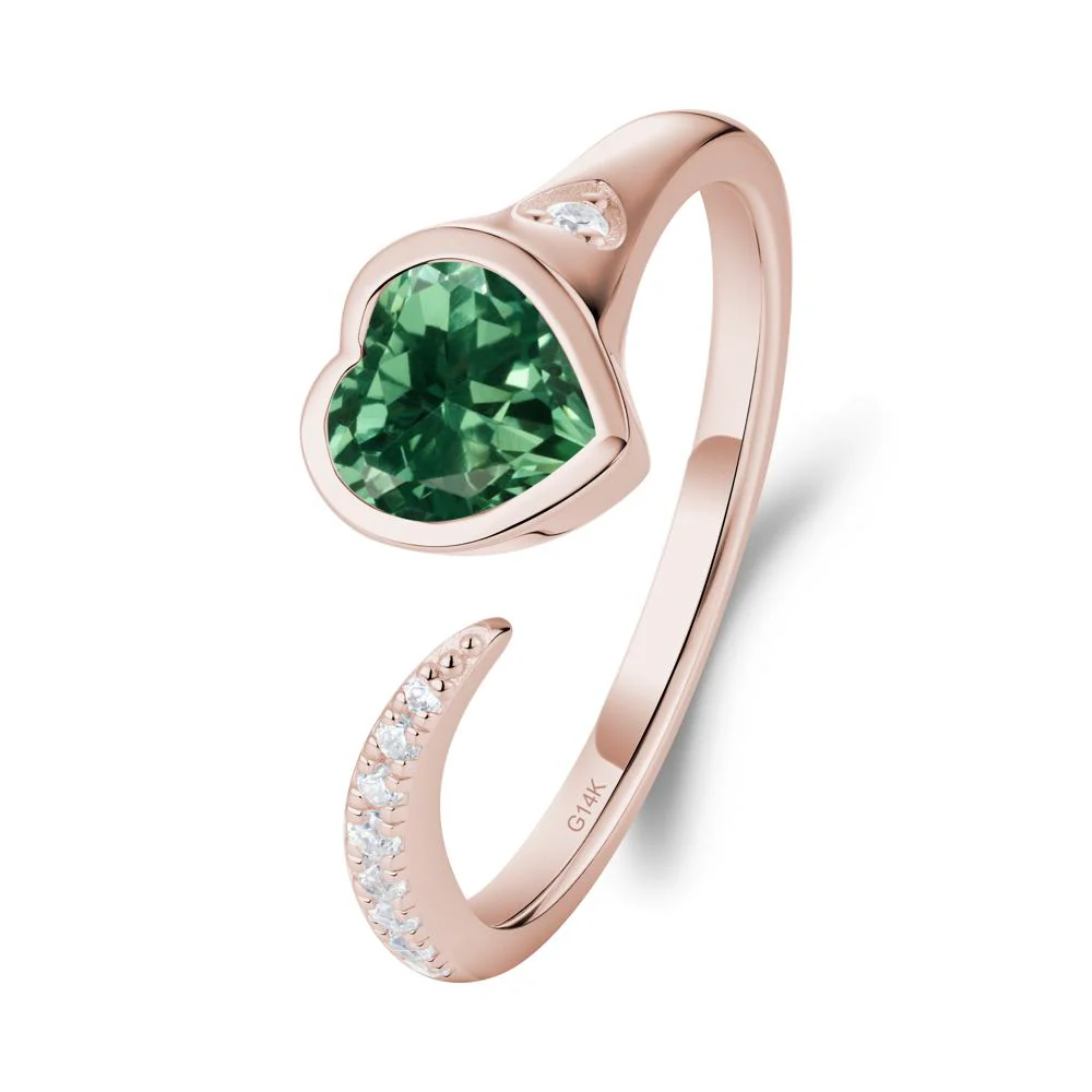 Heart Green Sapphire Open Wrap Ring - Image 8