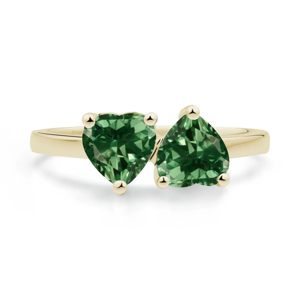 Heart Green Sapphire Two Stone Ring - Image 8