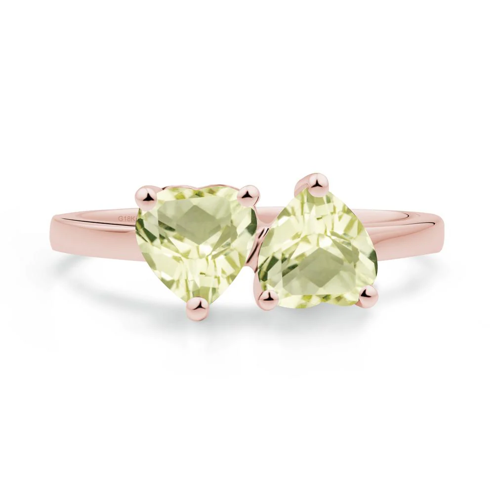 Heart Lemon Quartz Two Stone Ring - Image 2