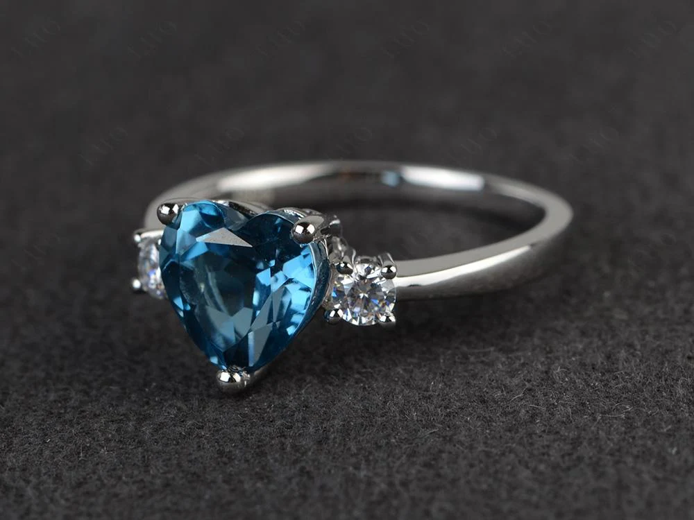 London Blue Topaz 3 Stone Heart Ring - Image 11