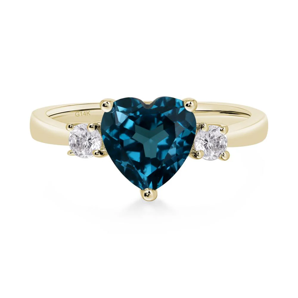 London Blue Topaz 3 Stone Heart Ring - Image 4