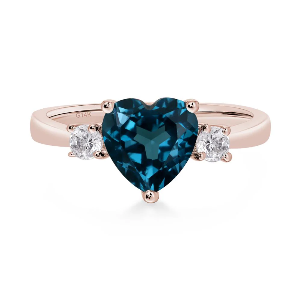 London Blue Topaz 3 Stone Heart Ring - Image 5