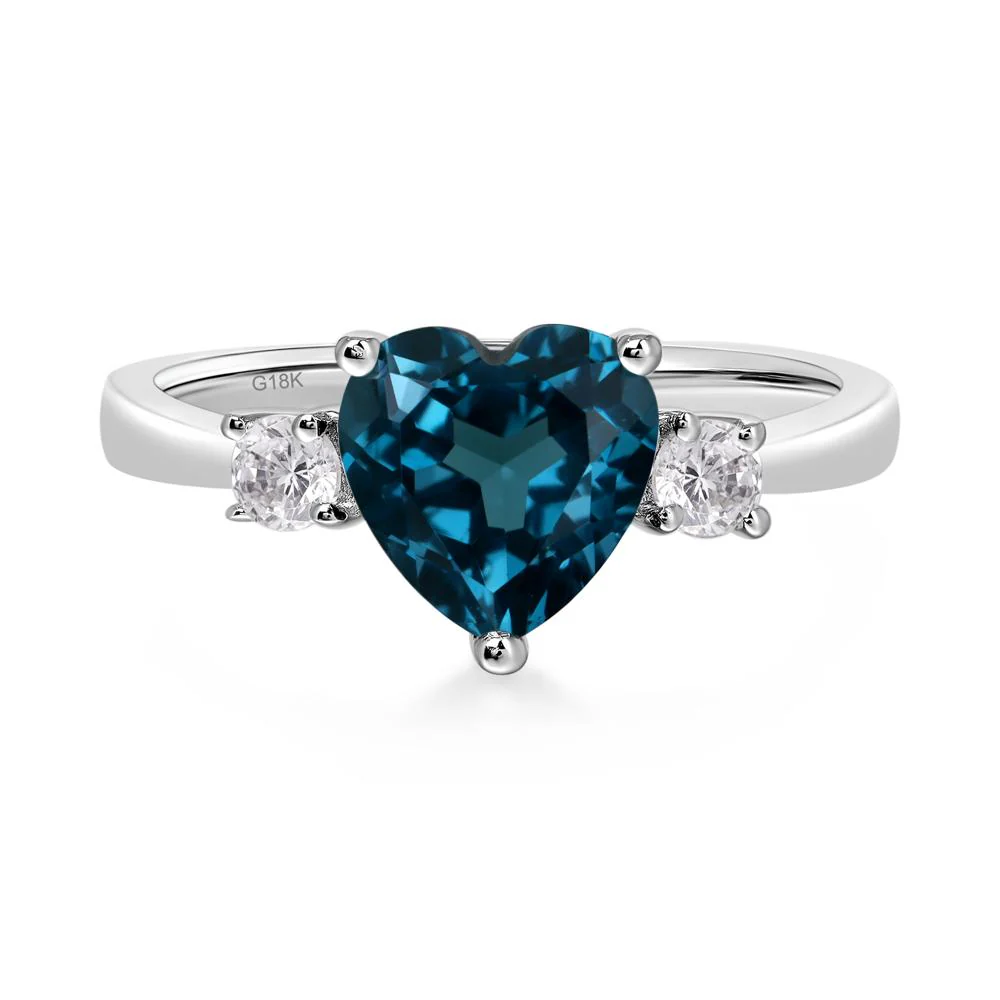 London Blue Topaz 3 Stone Heart Ring - Image 7