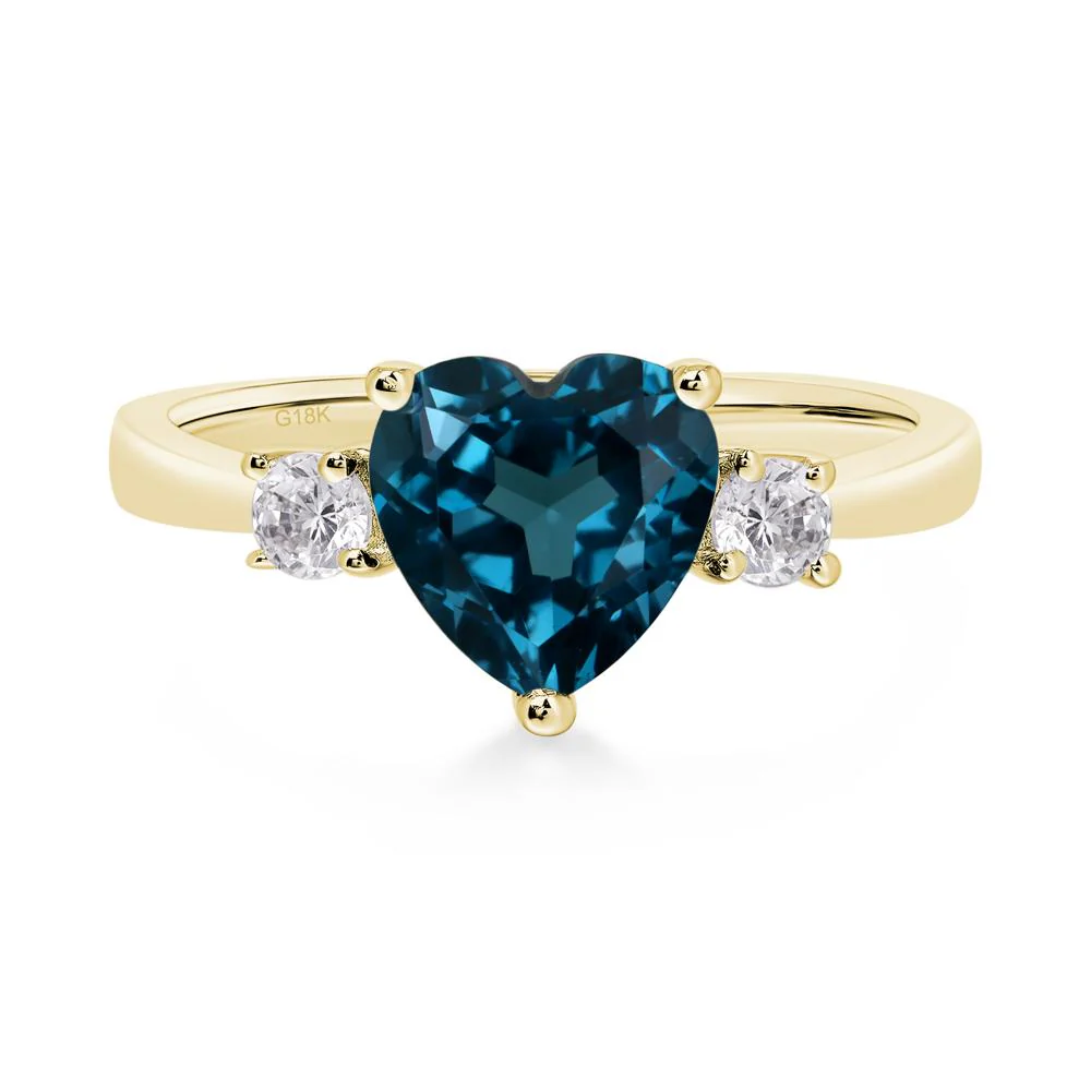 London Blue Topaz 3 Stone Heart Ring - Image 8