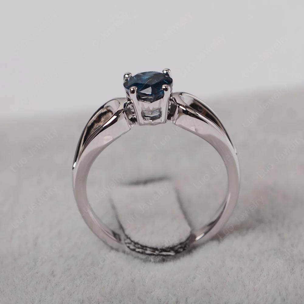 Heart London Blue Topaz Ring Split Shank - Image 3