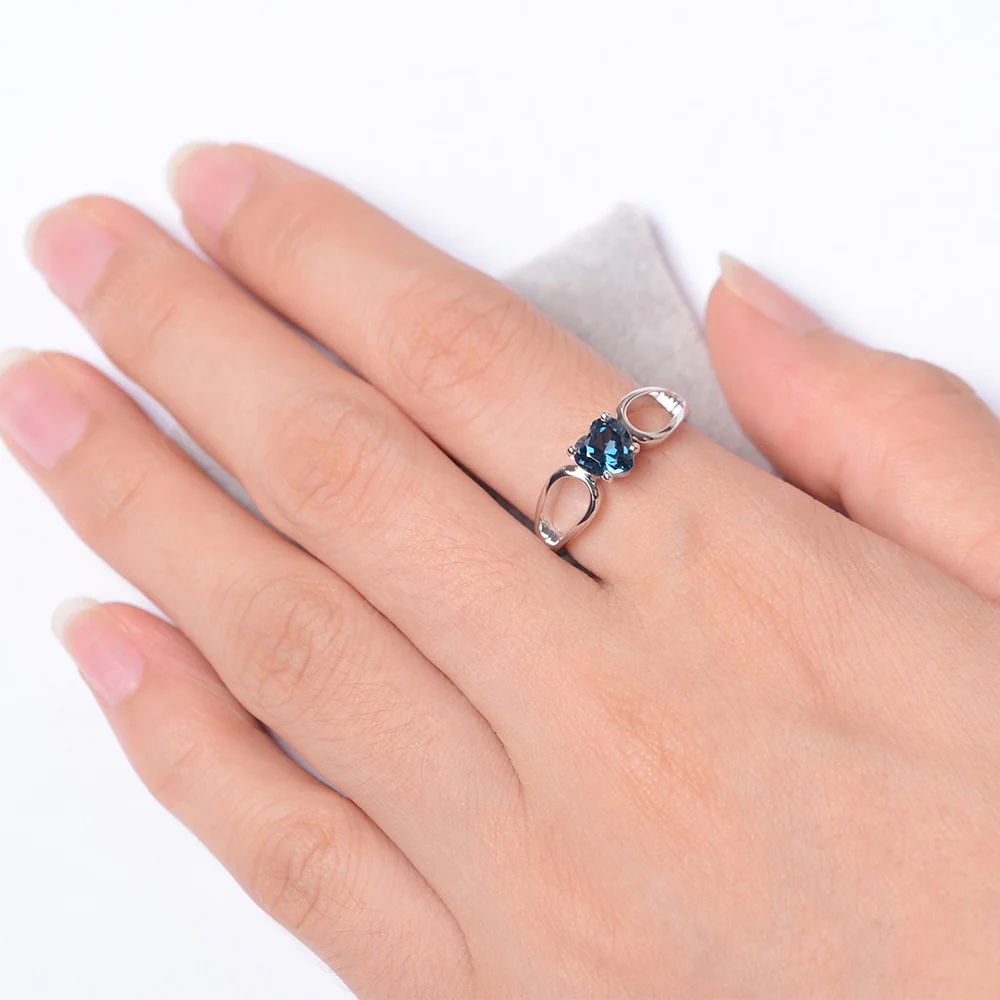 Heart London Blue Topaz Ring Split Shank - Image 4