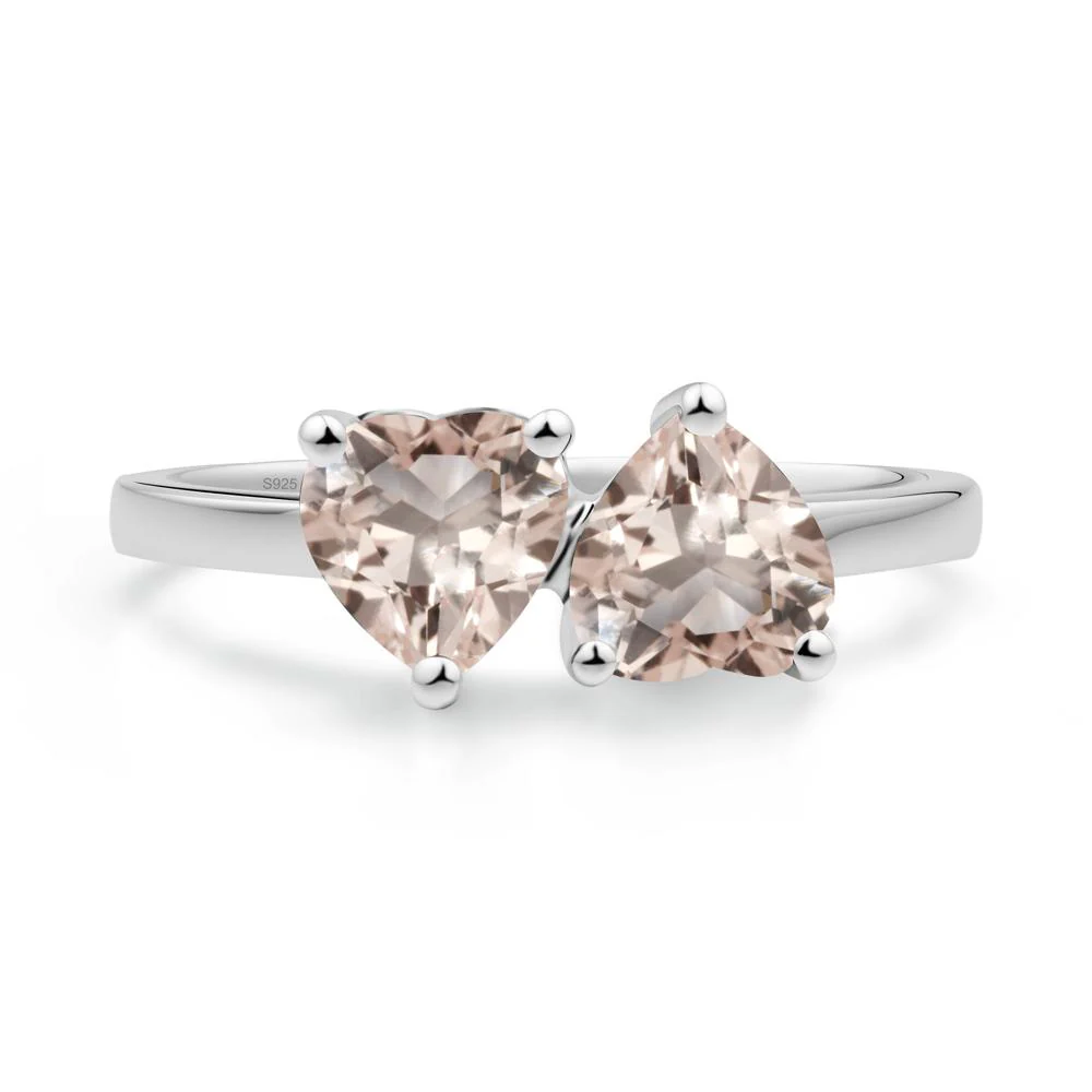 Heart Morganite Two Stone Ring