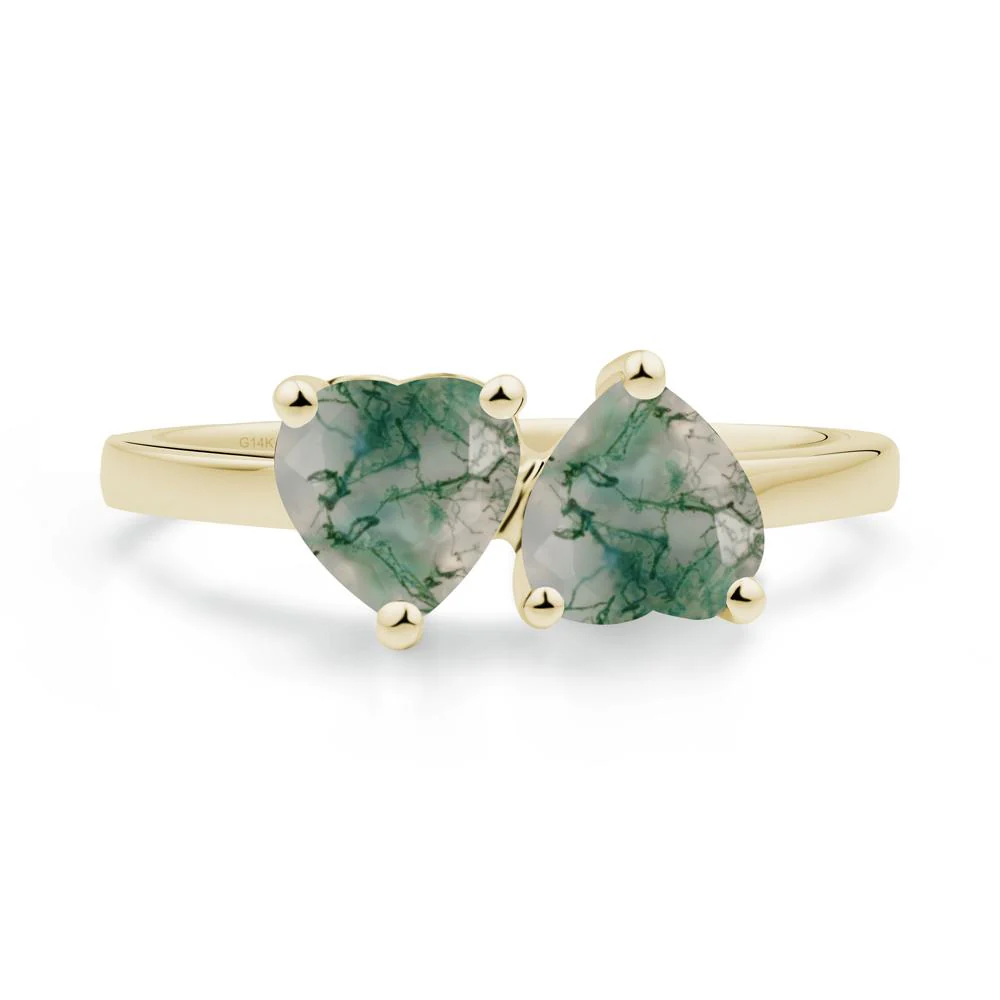 Heart Moss Agate Two Stone Ring - Image 3