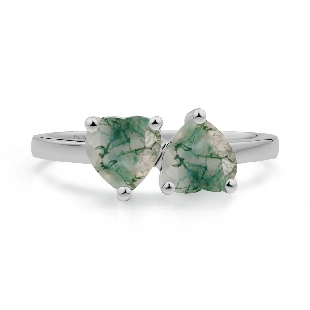 Heart Moss Agate Two Stone Ring - Image 7