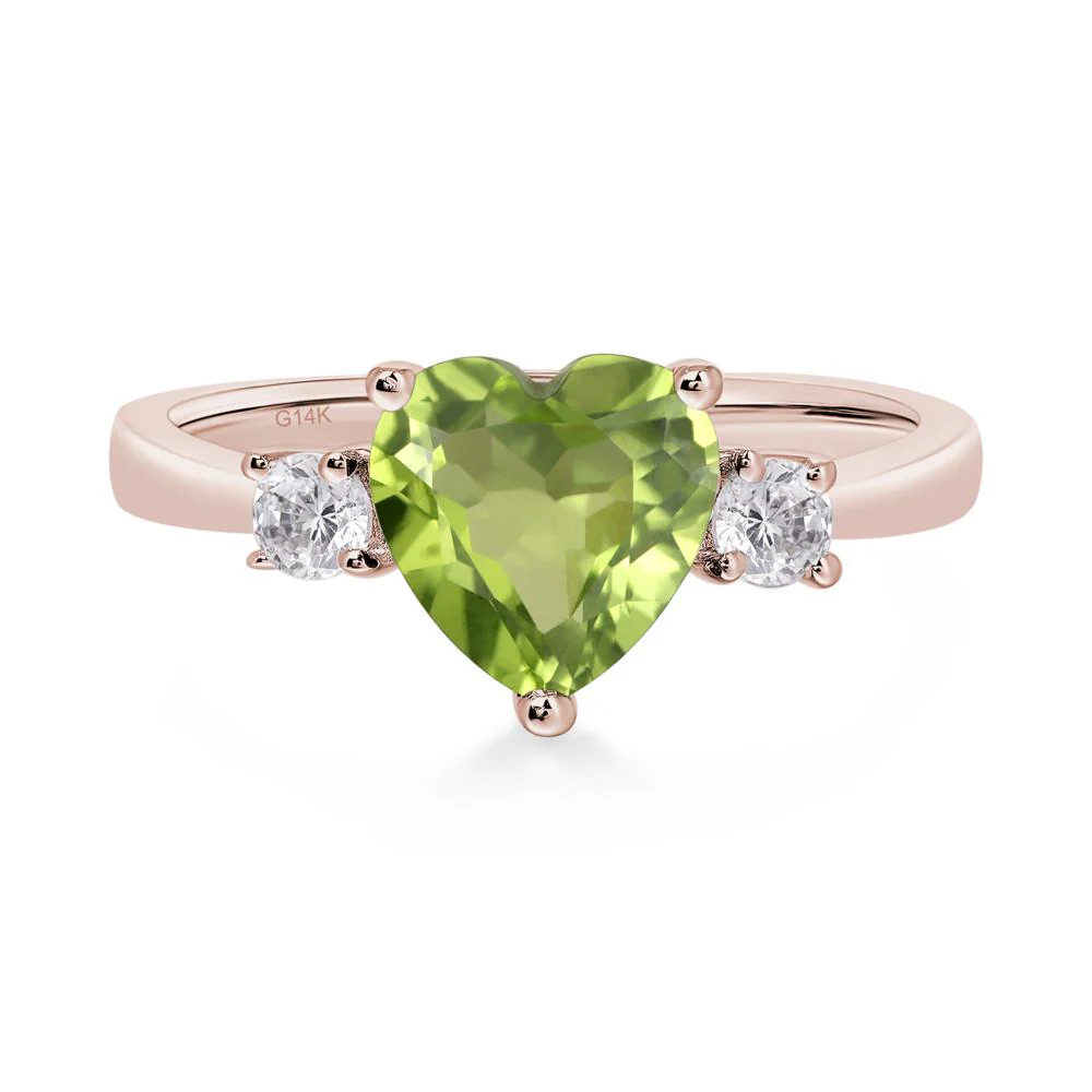 Peridot Three Stone Heart Ring - Image 5
