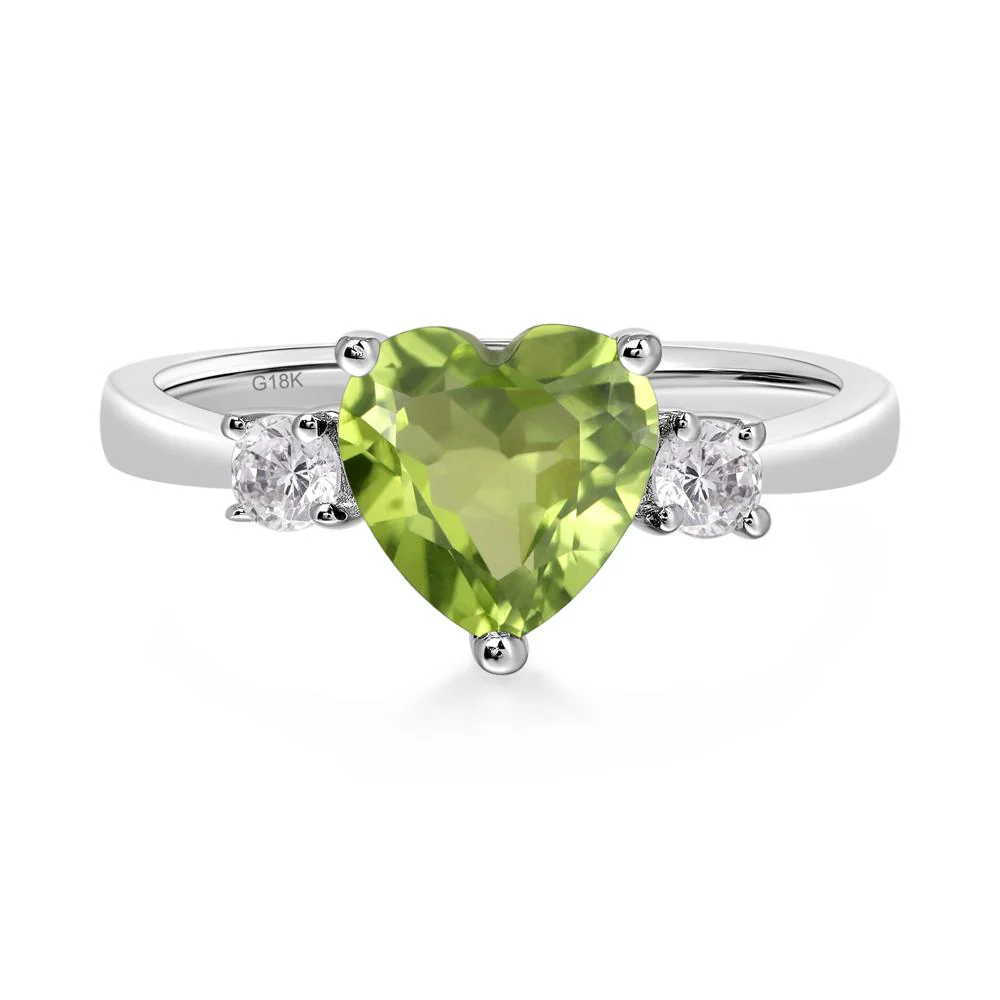 Peridot Three Stone Heart Ring - Image 7