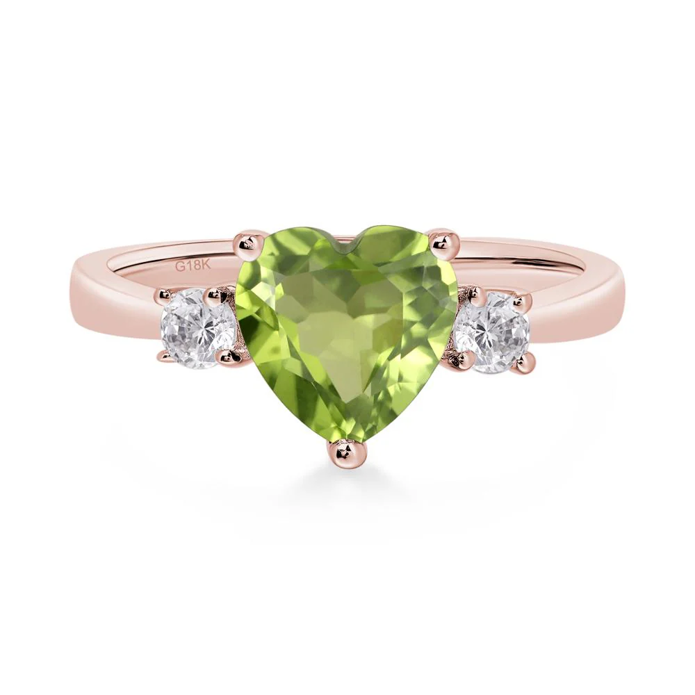 Peridot Three Stone Heart Ring - Image 9