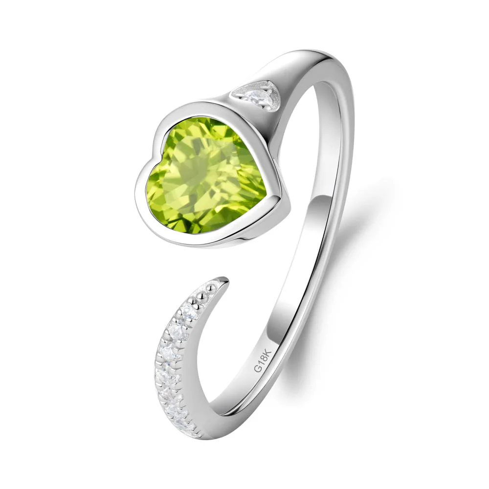 Heart Peridot Open Wrap Ring - Image 6