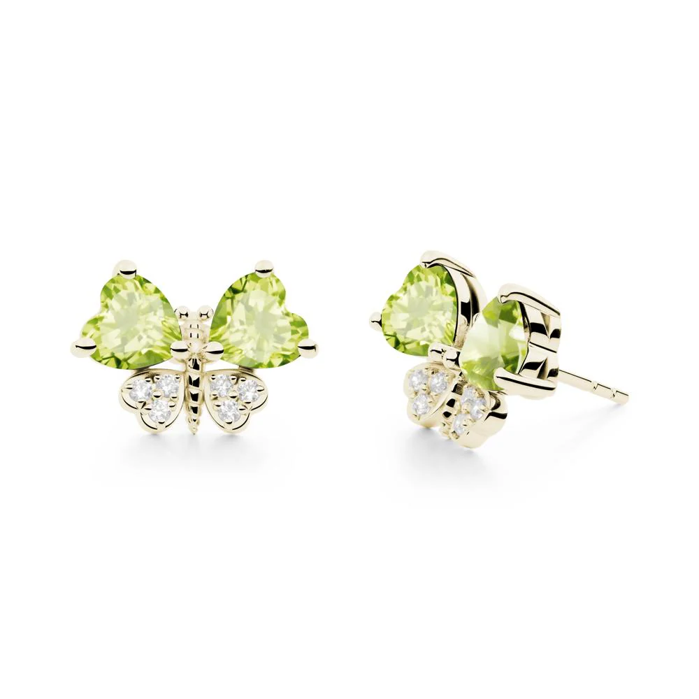 Heart Peridot Wings Butterfly Stud Earrings - Image 3