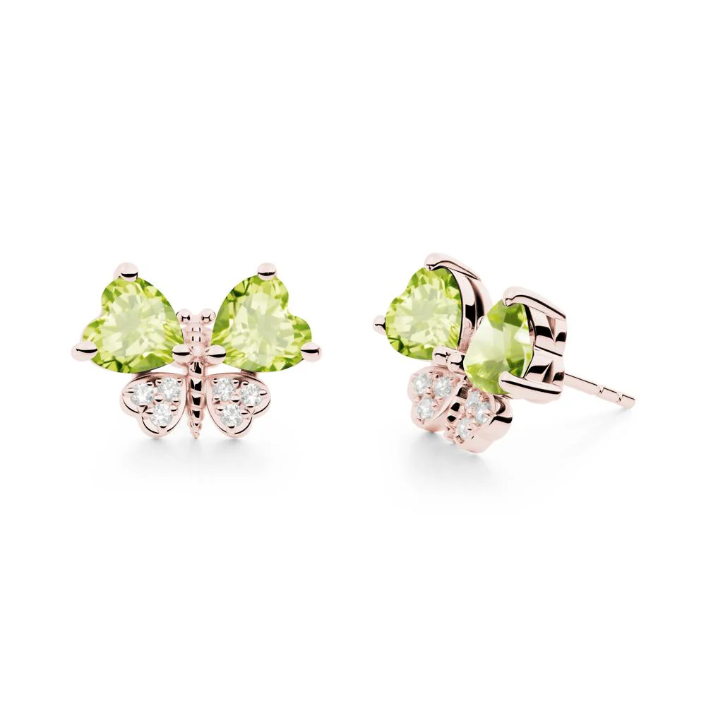 Heart Peridot Wings Butterfly Stud Earrings - Image 6