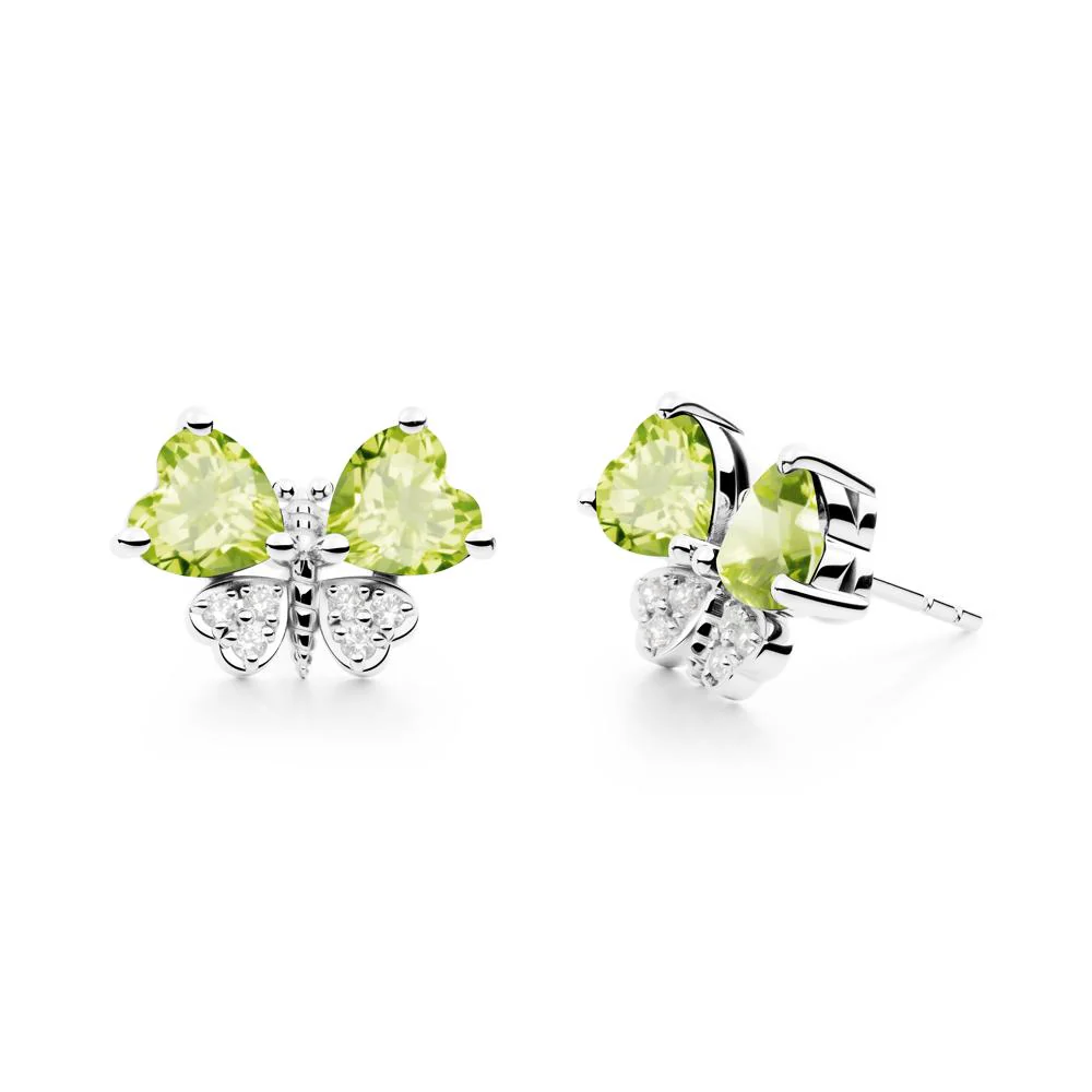 Heart Peridot Wings Butterfly Stud Earrings - Image 9