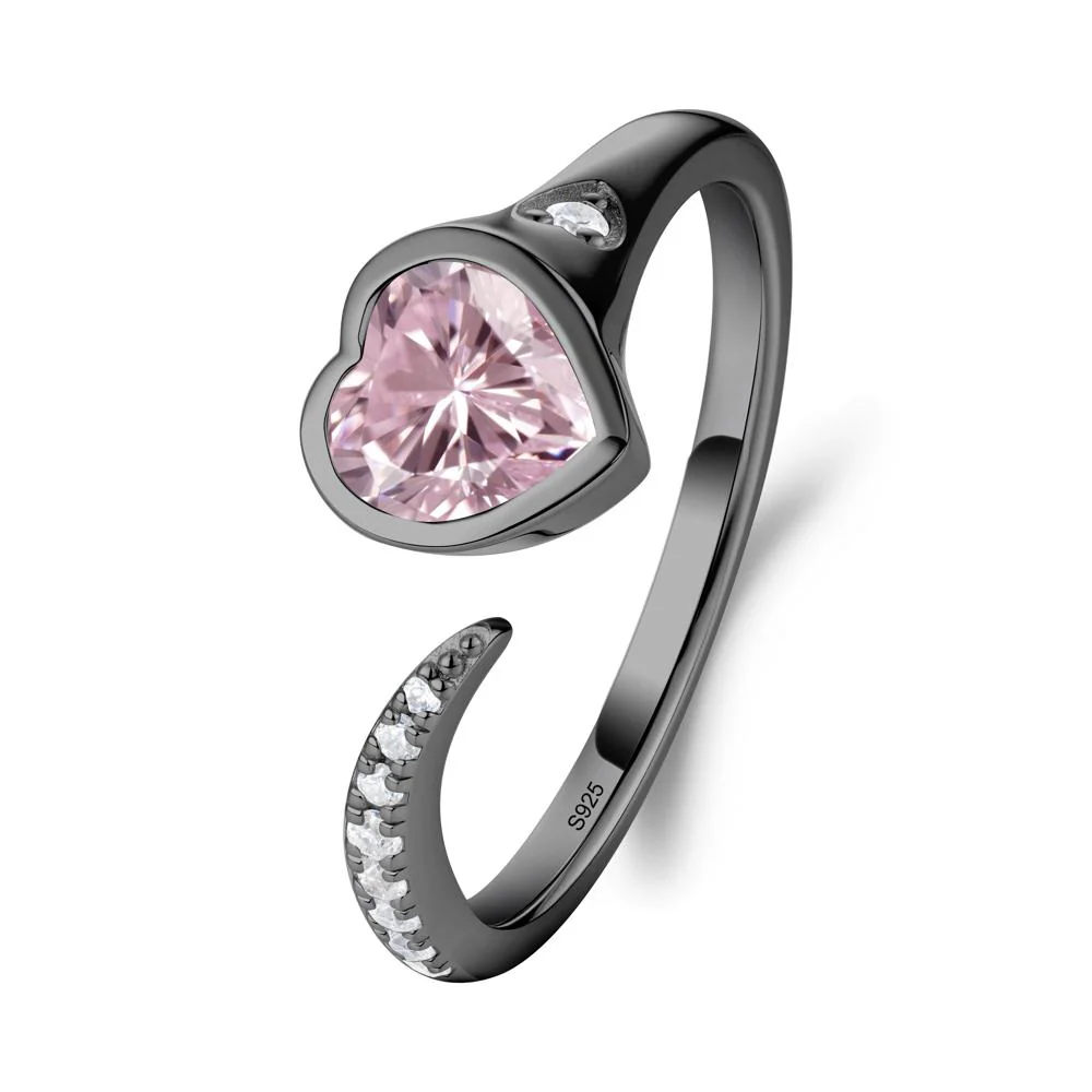 Heart Pink Cubic Zirconia Open Wrap Ring - Image 3